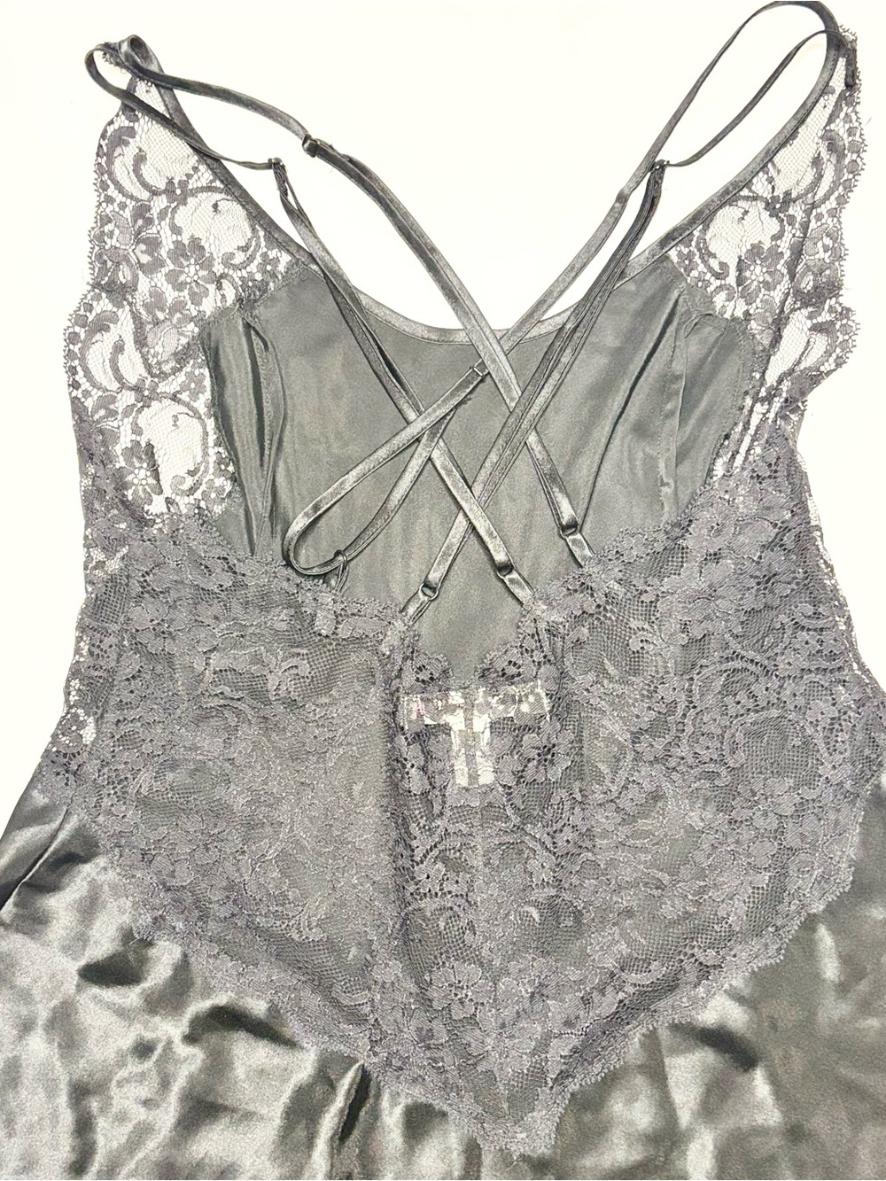 Victoria’s Secret Black Satin Lace-Trim Slip Nightdress Size S - Picture 5 of 7